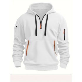 Dropped Shoulder Hooded Sweatshirt Men's Women's Plus Size Loose Pullover Fashion Sweatshirt (Option: White-M-1pcs)
