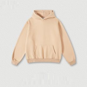 Men's Fashion Retro Velvet Padded Hooded Sweatshirt (Option: Khaki-M-Tops)
