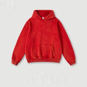 Men's Fashion Retro Velvet Padded Hooded Sweatshirt (Option: Red-M-Tops)