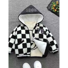 Versatile Fashion Trend Warm Jacket Clothing (Option: Black and white-L)