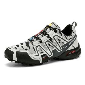Men Hiking Shoes Climbing Male Sports Shoes Work Safety Toe Tactical Non-Slip Durable Trekking Sneakers Mens Footwear (Option: LIGHT GREY-46)