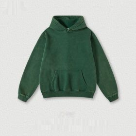 Men's Fashion Retro Velvet Padded Hooded Sweatshirt (Option: Dark Green-XXL-Tops)