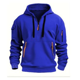 Dropped Shoulder Hooded Sweatshirt Men's Women's Plus Size Loose Pullover Fashion Sweatshirt (Option: Blue-XL-1pcs)