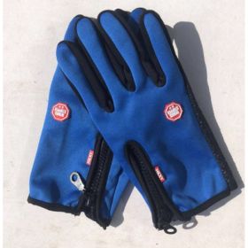 Full Finger Touch Screen Zipper Ski Gloves (Option: Ordinary blue-XL)