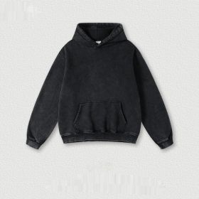 Men's Fashion Retro Velvet Padded Hooded Sweatshirt (Option: Vulcanized Black-L-Tops)