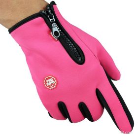 Full Finger Touch Screen Zipper Ski Gloves (Option: Pink-M)