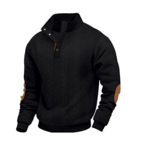 Stand Collar Long Sleeve Jacquard Knitted Pullover Sweater (Option: Black2-XL)