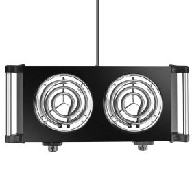 2000W Electric Dual Burner Portable Coil Heating Hot Plate Stove Countertop RV Hotplate with 5 Temperature Adjustments Portable Handles (Color: Black, size: Double)