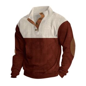 Spring And Autumn New Men's Stand-up Base Shirt Casual Sports Pullover (Option: Purplish Red-M)