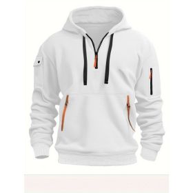 Dropped Shoulder Hooded Sweatshirt Men's Women's Plus Size Loose Pullover Fashion Sweatshirt (Option: White-M-2pcs)