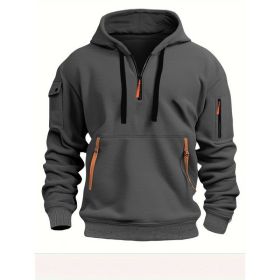 Dropped Shoulder Hooded Sweatshirt Men's Women's Plus Size Loose Pullover Fashion Sweatshirt (Option: Dark Gray-4XL-2pcs)