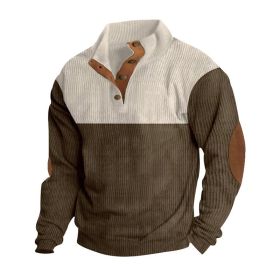 Spring And Autumn New Men's Stand-up Base Shirt Casual Sports Pullover (Option: Brown-M)