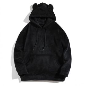 Men's Casual Cool Fashion Sweater Coral Fleece Jacket (Option: Black-L)
