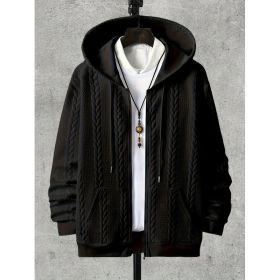 Men's Plus-sized Casual Hooded Sweater (Option: Black-4XL)